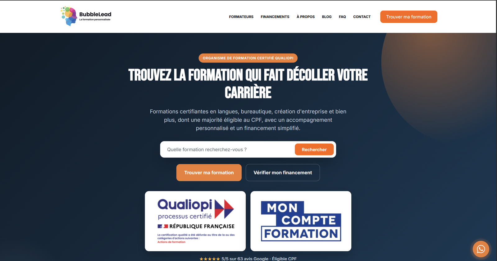 Site BubbleLead, projet accompagné en référencement naturel