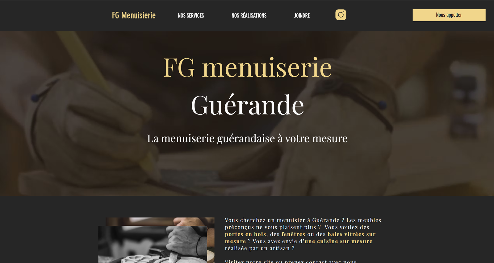 Site de FG Menuiserie, entreprise de menuiserie