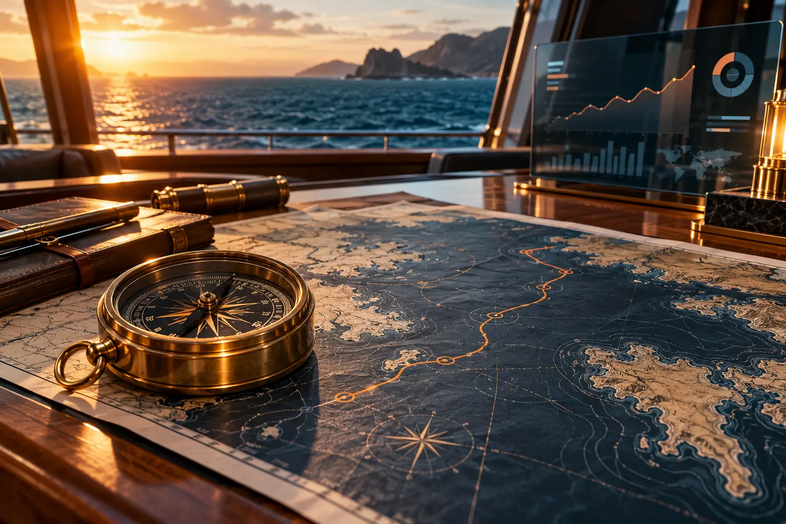 Boussole et carte marine, une illustration du pilotage SEO