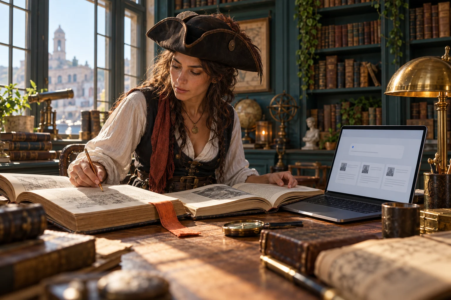 Chercheuse pirate comparant des sources documentaires avec une réponse IA